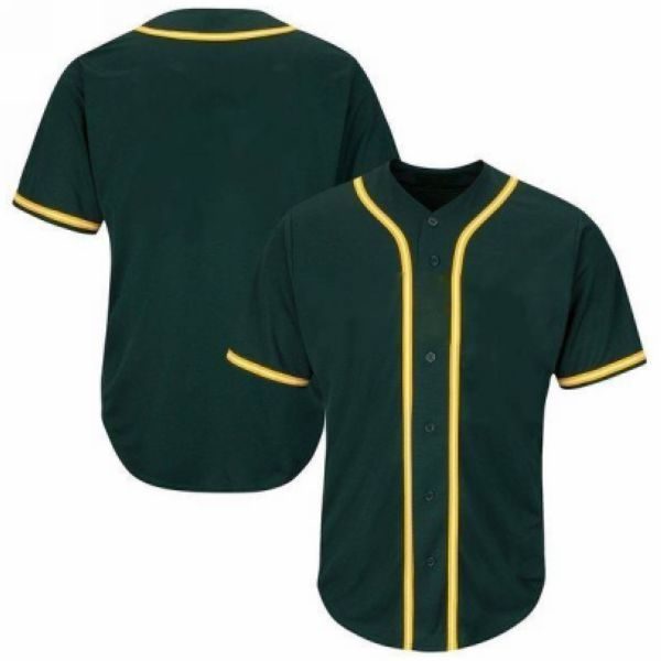 Youth & Adult Green Full Button Baseball Jersey - Blank Jerseys