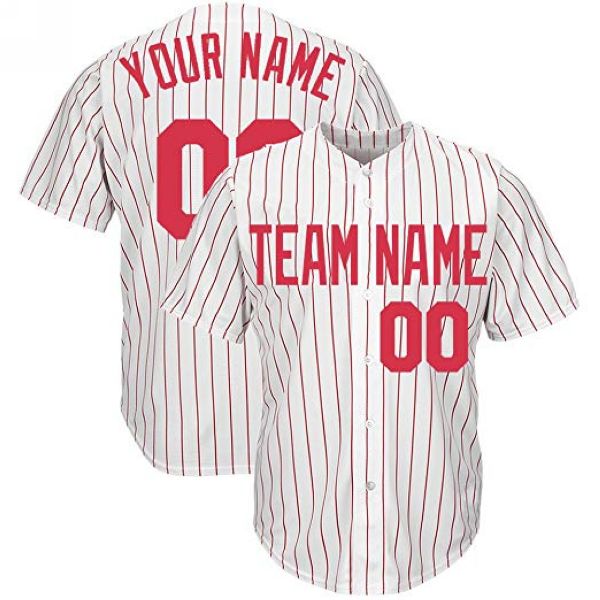  Custom Baseball Jersey, Printed Personalized Team Name Number  Logo, Pink White Pinstripe Dark Green White Sports Uniform For Men Women  Youth : Handmade Products