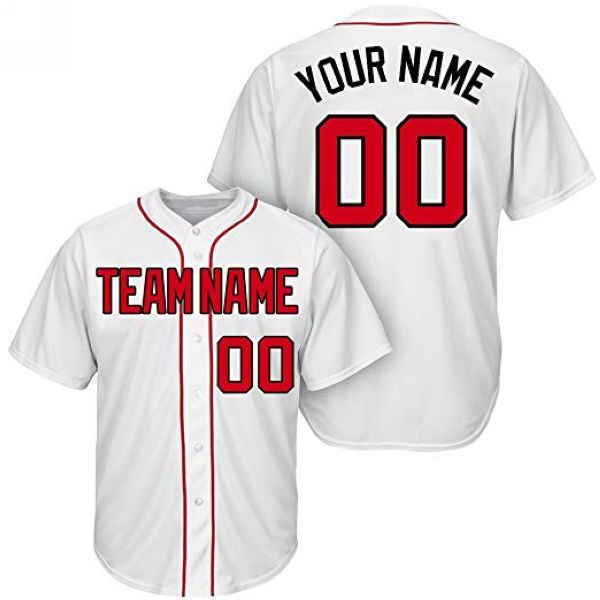 Custom Baseball Jersey Embroidered Your Names and Numbers – White/Red -  Blank Jerseys