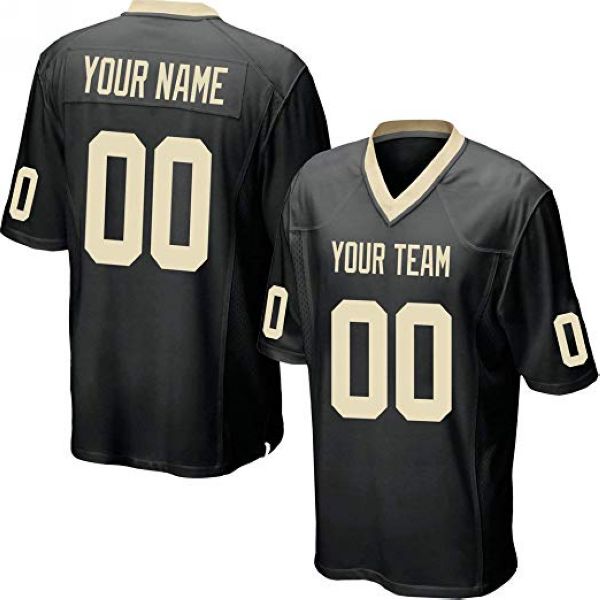 Custom Black Football Jersey with Gold