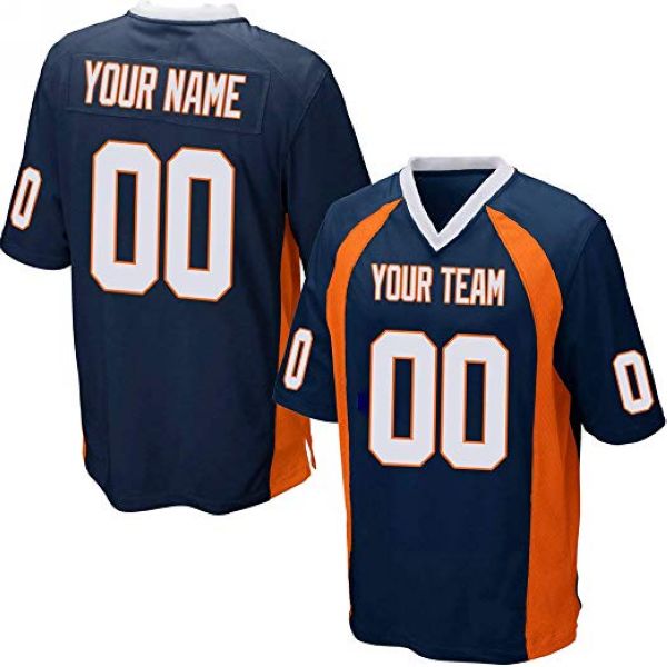 Custom Navy Football Jersey with Orange White