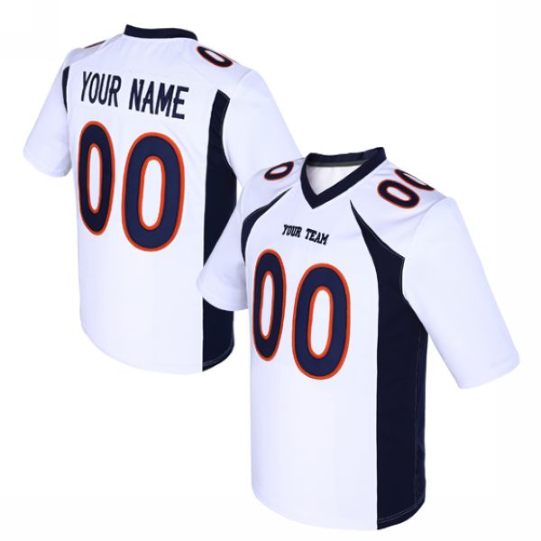 Custom White Football Jersey with Navy