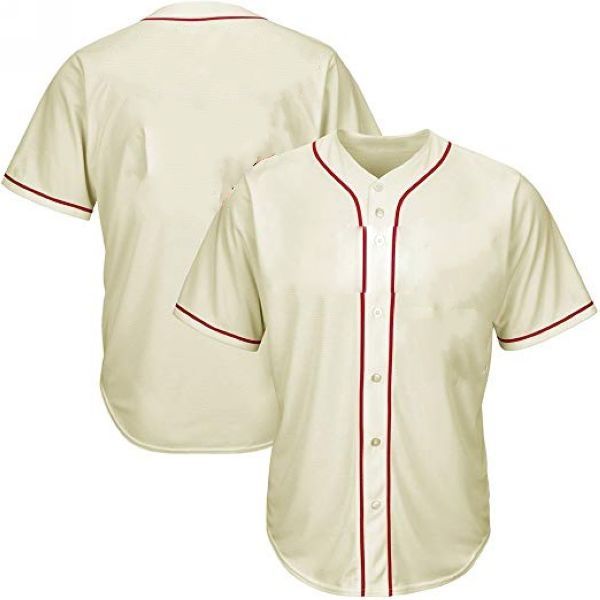 Adult Cream Full Button Baseball Jersey 