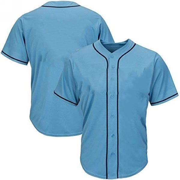 Light Blue Full Button Baseball Jersey 