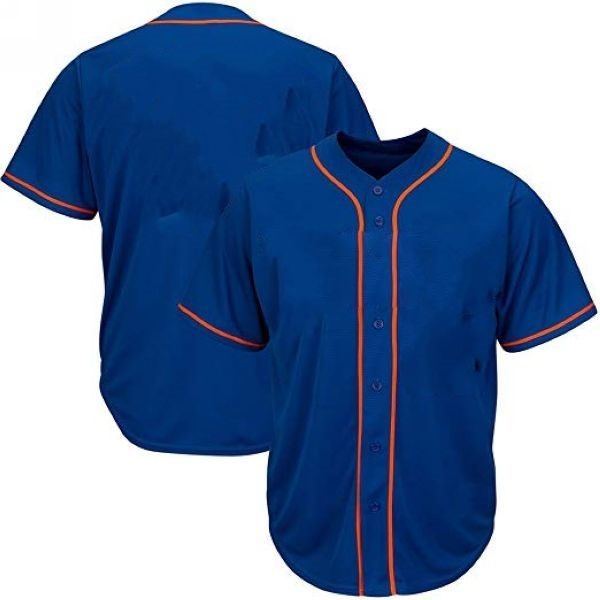 Youth & Adult Royal/Orange Full Button Baseball Jersey - Blank Jerseys