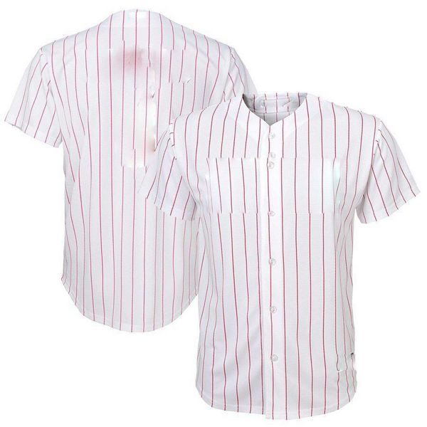 Custom Pinstriped Baseball Jersey Full Button Down White 