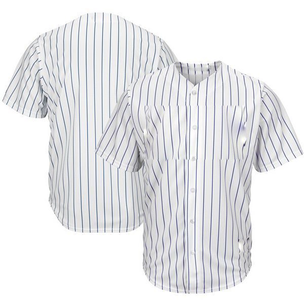 Youth & Adult Pinstripe Button Front Baseball Jersey – White/Red