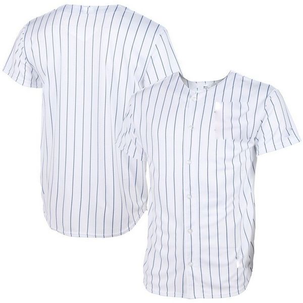 White-Black Pinstripe Custom Baseball Jersey - Youth XL