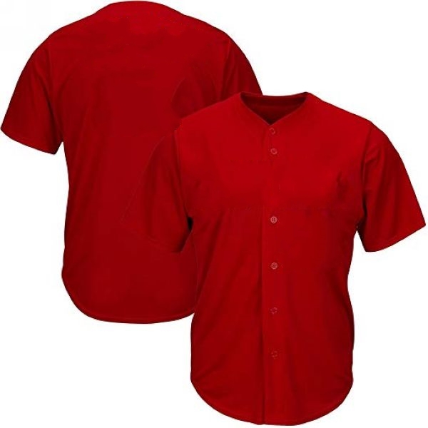 Adult Red Button Front Baseball Jersey 