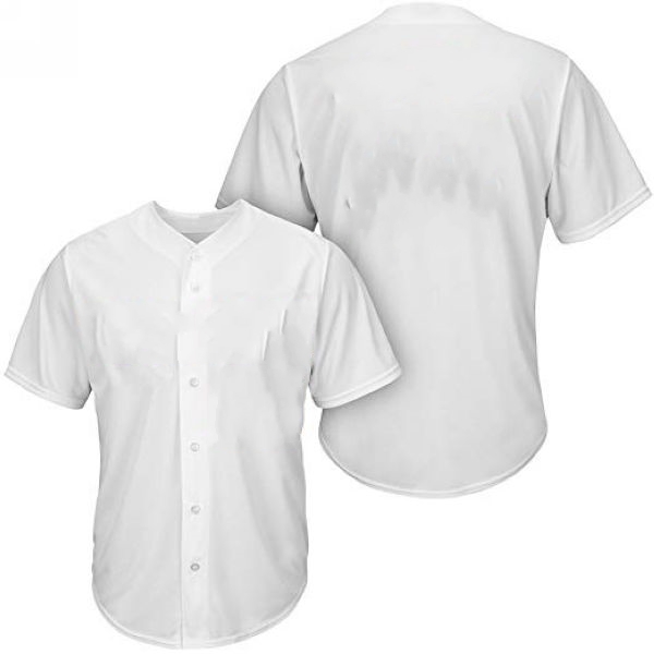Youth & Adult White Button Front Baseball Jersey - Blank Jerseys