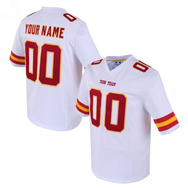 Custom White Football Jersey with Red